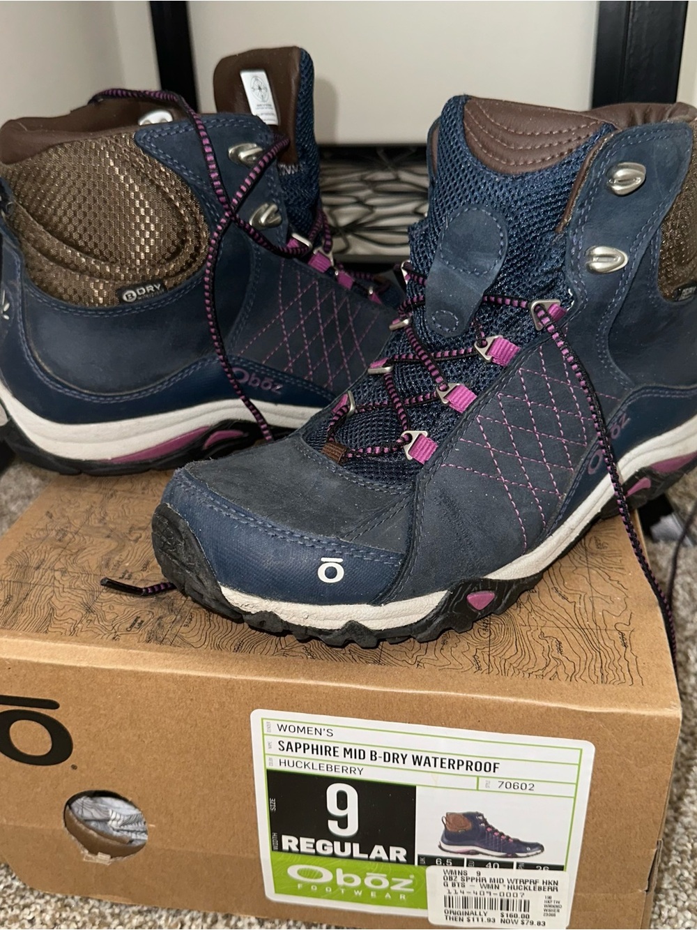 Oboz Sapphire Mid Waterproof Hiking Boots Sz 9